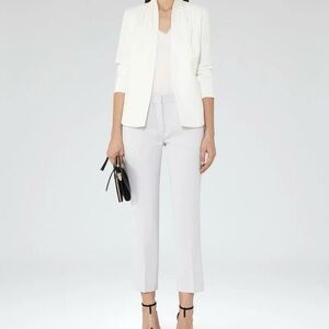Reiss Sancia White Open Front Blazer Size 2 Minimalist Work Jacket